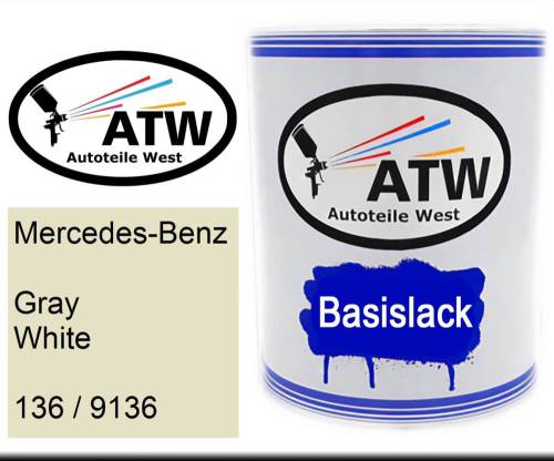 Mercedes-Benz, Gray White, 136 / 9136: 1L Lackdose, von ATW Autoteile West.